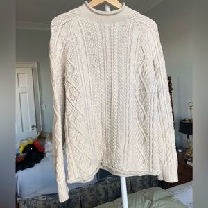 Tan J Crew Cotton Rollneck Vintage Sweater